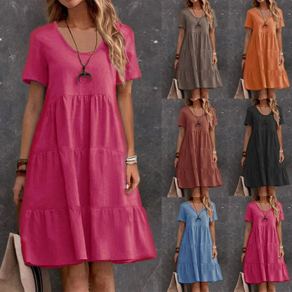 Summer New Women's Casual Dresses  Women Elegant Vestidos Midi  Kadın Elbisesi Yazlık Платье Летнее Женское Robe