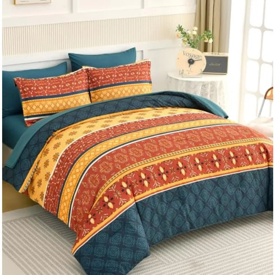 Boho King Comforter Set – 7 Piece Luxury Microfiber Bedding Ensemble