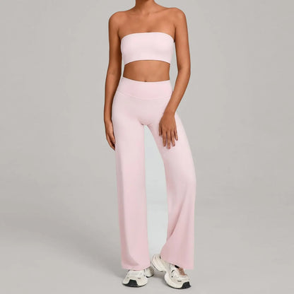2PCS Pad Yoga Set Women Yoga Pant Workout Tracksuit Sportswear Gym High Waist Straight Leg Bottoms Fitness Bta Sports Suit XP01