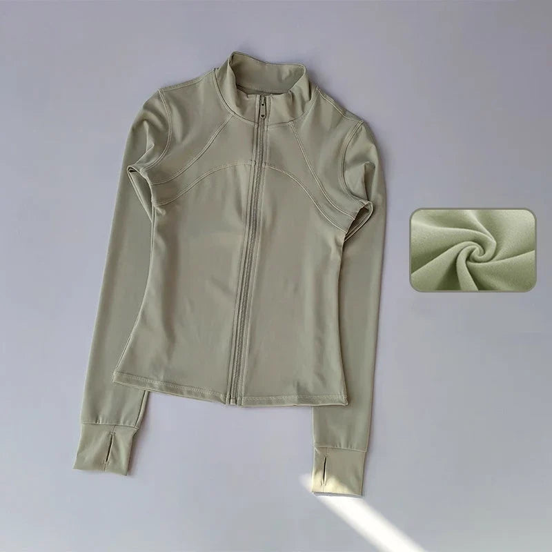 Zippered Sports Jacket for Women Yoga Suits Slim Fit Training for Jogging Long-sleeved Quick-drying Cardigan Jacket Top