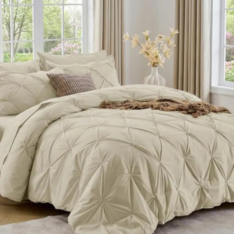 Elegant Pintuck Queen Comforter Set – 7-Piece