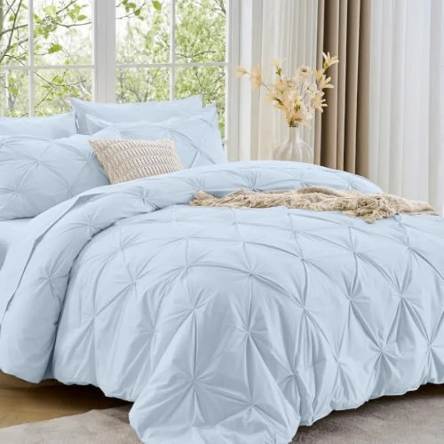 Elegant Pintuck Queen Comforter Set – 7-Piece
