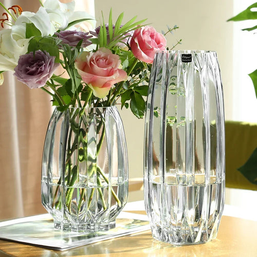 Glass Flower Vase Set - 3 Colors: Smoke Grey, Wine Red, Sky Blue - Northern European Design