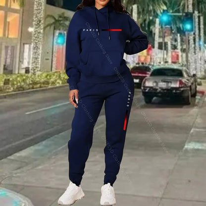 New Women's Sets Hoodie and Pants PARIS Letter Print High Quality Sports Suit Spring Autumn Aesthetic Activewear Women Clothing