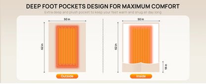 Cozy Flannel Sherpa Electric Blanket with 6 Heat Settings & Foot Pocket for Ultimate Comfort