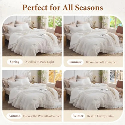White Atelier Fluffy Ruffle Comforter Set – Farmhouse Chic