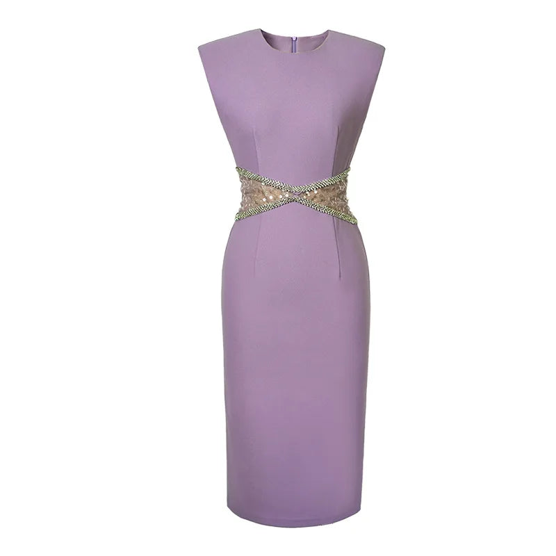 Shiny Diamonds Sequins Dresses for Women Elegant  High Waist Engagement Dress  Robe Female Party Vestidos