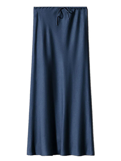 Long Satin Skirts Women Dark Green Luxury Spring Summer Maxi Straight Black Skirt Long Shining Satin Skirt Maxi Brown Ladies
