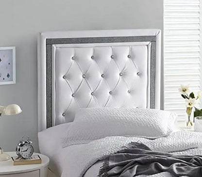 Adjustable Twin XL Headboard With Black Crystal Border - Modern Design, Easy Assembly, Padded Comfort