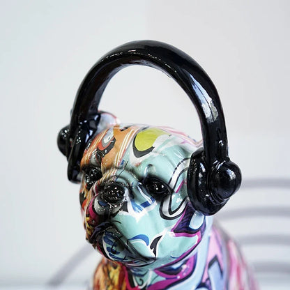 Unique Bulldog Figurine - Colorful Graffiti Art Earphone Holder for Dog Lovers