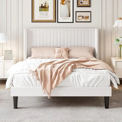 Luxury Wingback Bed Frame – Tufted Velvet Platform Bed