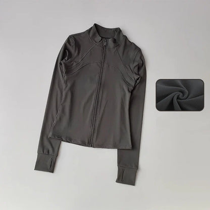 Zippered Sports Jacket for Women Yoga Suits Slim Fit Training for Jogging Long-sleeved Quick-drying Cardigan Jacket Top