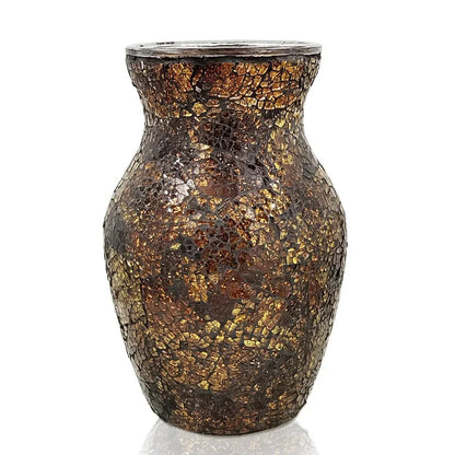 8" Handcrafted Glass Vase - Iridescent European Mosaic Design for Elegant Home Decor