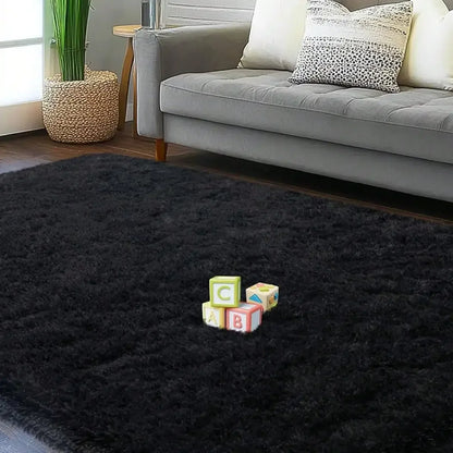 Fluffy Shag Area Rug - Abstract Tie-Dye Design with Non-Slip Backing for Cozy Comfort