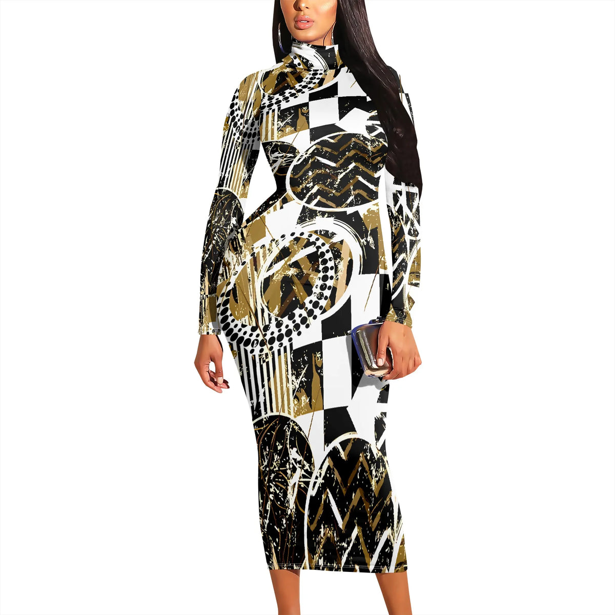Pastel Leopard Print Bodycon Dress Long Sleeve Y2K Style for Music Festival or Party