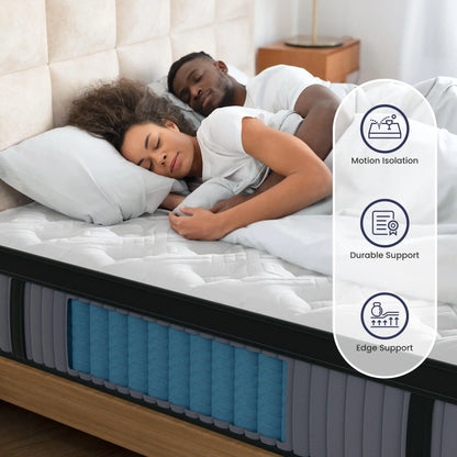 BedStory 14-Inch Hybrid Mattress For Cooling – Gel Memory Foam & Pocket Spring, Medium Firm Queen/King