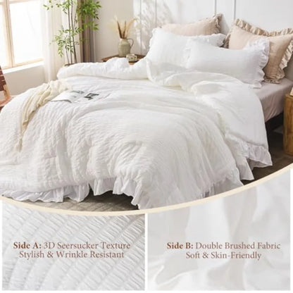White Atelier Fluffy Ruffle Comforter Set – Farmhouse Chic