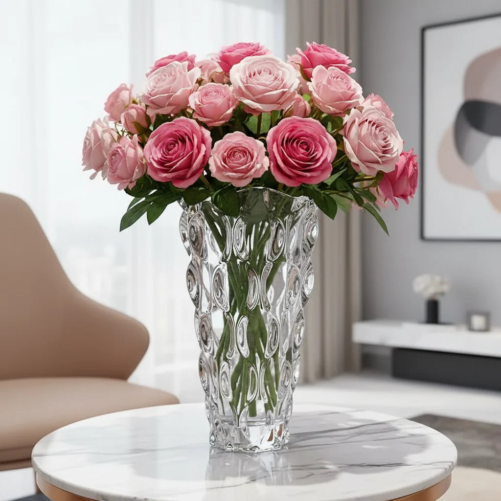 Luxury Crystal Vase With Footed Design - Elegant Tabletop Decor in 13 Stunning Variants