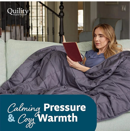 Quility 20 lb Queen Weighted Blanket, 60x80 Breathable Cotton Glass Bead Blanket for Adults