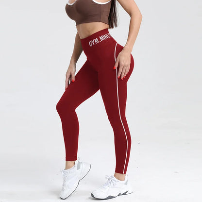 Seamless High Gym Waist Women Yoga Pants Color Contrast Sports Legging Hip Lift Gym Fitness Tights Quick Dry Workout Pants