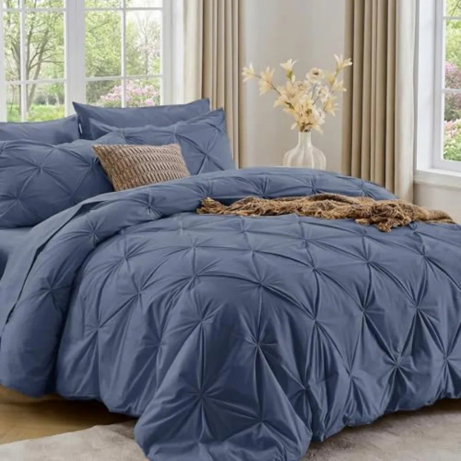 Elegant Pintuck Queen Comforter Set – 7-Piece