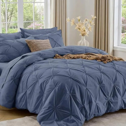 Elegant Pintuck Queen Comforter Set – 7-Piece