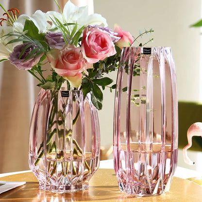 Glass Flower Vase Set - 3 Colors: Smoke Grey, Wine Red, Sky Blue - Northern European Design