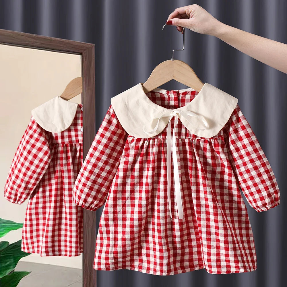 Spring baby girl clothes lace long sleeve dress costume for toddler girl baby birthday kids clothing straight long dresses dress