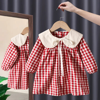 Spring baby girl clothes lace long sleeve dress costume for toddler girl baby birthday kids clothing straight long dresses dress