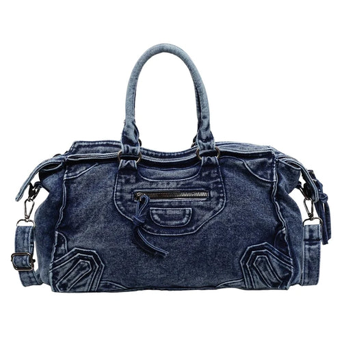 Large Capacity Women Denim Handbags Tote Bags High Quality Ladies Solid Shoulder Messenger Bags Casual Female Big Crossbody Bags