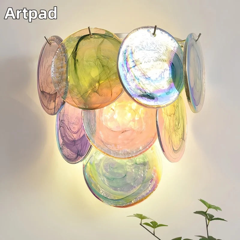 Elegant Murano Glass Wall Lamp - Handmade French Style Dimmable LED with Colorful Design