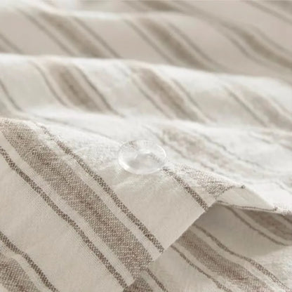 Luxury Linen Duvet Cover Set – Striped All-Season Bedding for Coastal & Modern Aesthetics