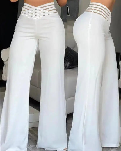 2025 Summer Women Flared Pants High Waist Casual Slimming Wide Leg Pants Elegant Office Solid Long Trousers 2025 Female Clothing