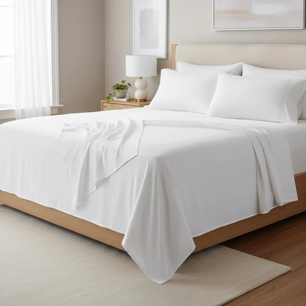 Luxury 4-Piece Queen Sheet Set - 100% Organic Bamboo Viscose, Soft & Cooling Fabric