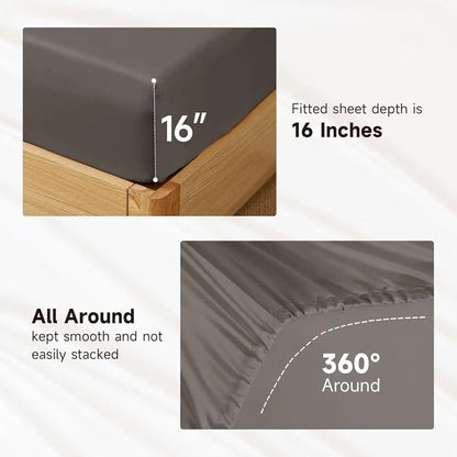 Queen Size Silk Sheet Set - Charcoal Mulberry Silk & 85% Natural Modal, Oeko-Tex Certified