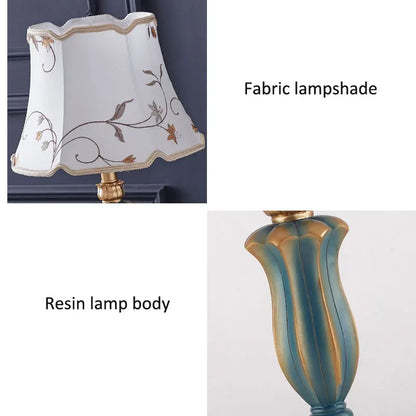Traditional Elegant Fabric Shade Desk Lamp with Floral Design - 54cm High, Multiple Color Options