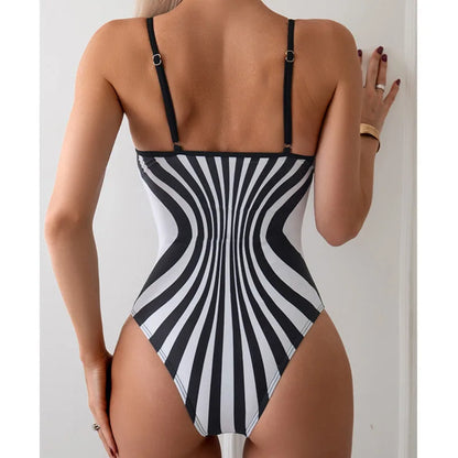 Summer Striped Sexy One-Piece Swimsuits Closed Women Swimwear Push Up Swimming Wear Body Bathing Suit Beachwear Pool Bather 2026
