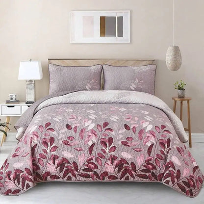 3-Piece Queen Floral Quilt Set, Lightweight Reversible Farmhouse Coverlet with 2 Pillow Shams
