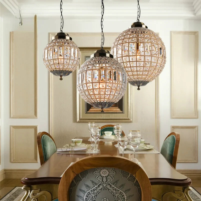 Vintage Crystal Chandelier - Luxurious Retro Orb Design with Exquisite Glass Crystals