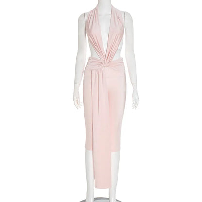 Sexy Halter V Neck Jumpsuits 2025 Women Summer Club Elegant Bodycon Luxury One Piece Party Shiny Jumpsuit Bodysuit Playsuit