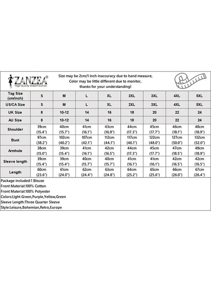 ZANZEA Fashion Summer 3/4 Sleeve Hollow Out Blouse Women Elegant Lace Crochet Tops Casual Loose Embroidery Shirt Work Blusas
