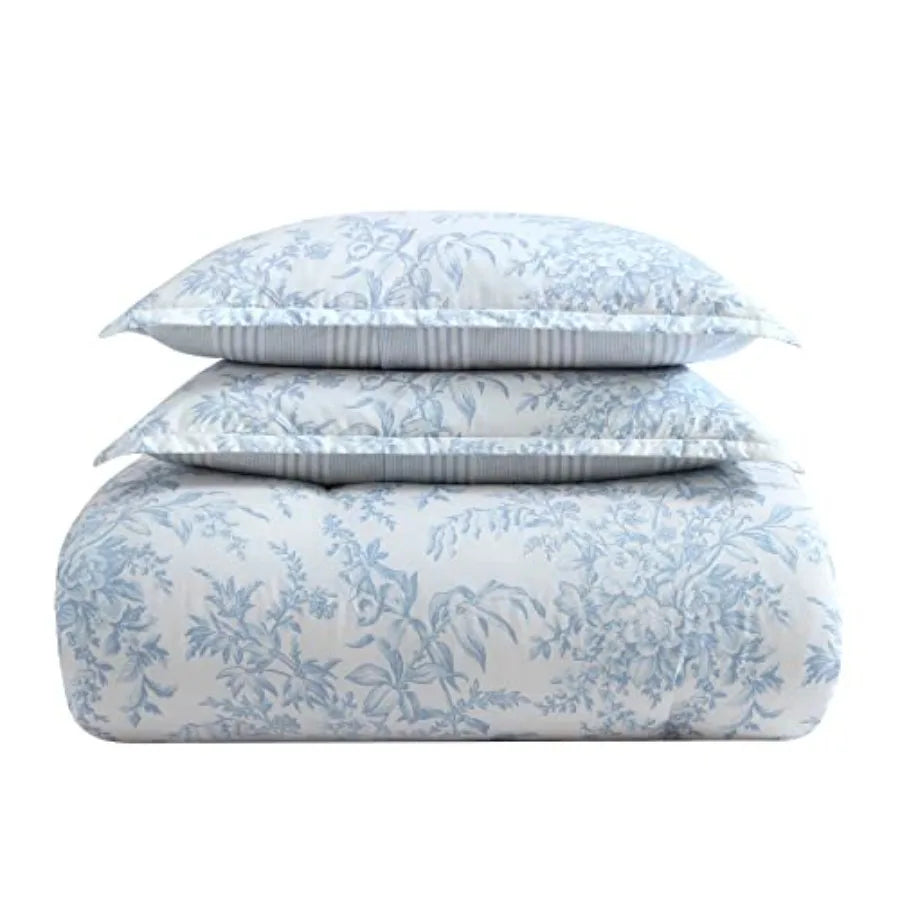 Bedford Blue Floral Comforter Set – Reversible Luxury Cotton Bedding