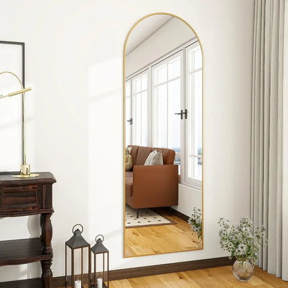 Elegant Arched-Top Full Length Freestanding Mirror - Copper-Free Silver, 56"L x 20"W, 3 Colors