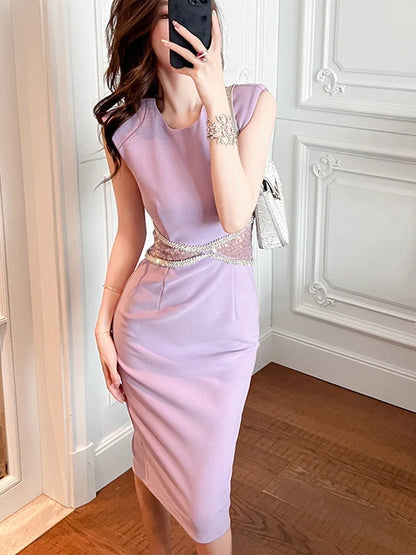 Shiny Diamonds Sequins Dresses for Women Elegant  High Waist Engagement Dress  Robe Female Party Vestidos