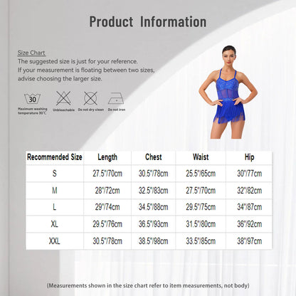 Womens Latin Dance Dress Sheer Mesh Patchwork Tiered Tassel Bodysuit Dress and Gloves for Tango Samba Dance Ballroom Dancewear