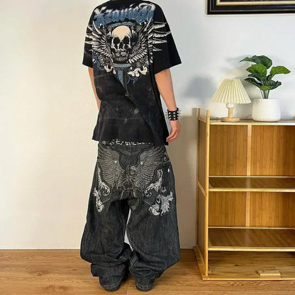 Y2k 2000s Clothes Baggy Jeans For Men  And Women Clothing Harajuku Fashion Retro Hip Hop Embroidery Trousers Woman Streetwear