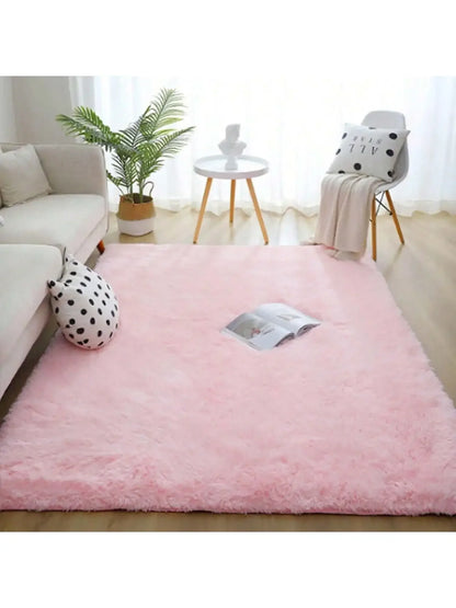 Fluffy Shag Area Rug - Abstract Tie-Dye Design with Non-Slip Backing for Cozy Comfort