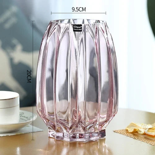 Glass Flower Vase Set - 3 Colors: Smoke Grey, Wine Red, Sky Blue - Northern European Design