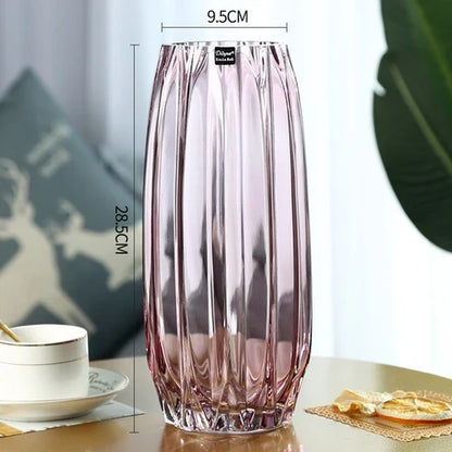 Glass Flower Vase Set - 3 Colors: Smoke Grey, Wine Red, Sky Blue - Northern European Design