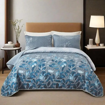 3-Piece Queen Floral Quilt Set, Lightweight Reversible Farmhouse Coverlet with 2 Pillow Shams